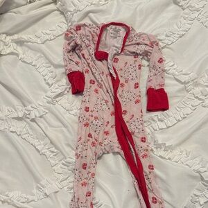 Cozy Christmas Red and Pink Kids Zip Pajamas